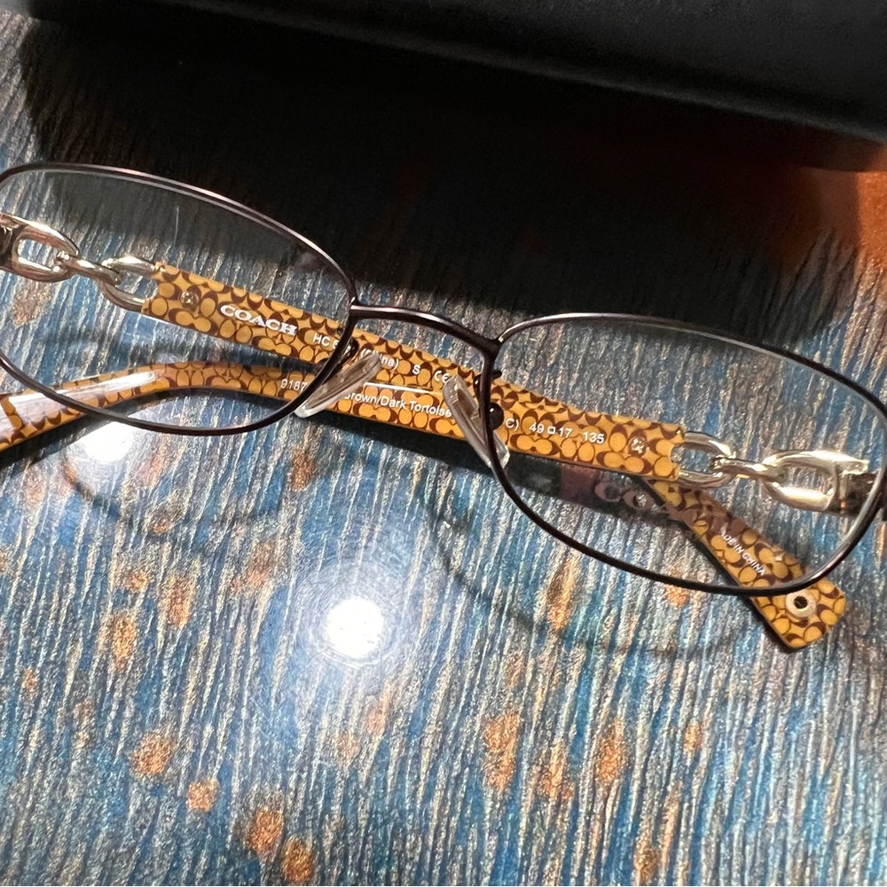 Coach Glasses Frames Satin Brown Dark Tortoise Gold Logo With Case New - Picture 3 of 13